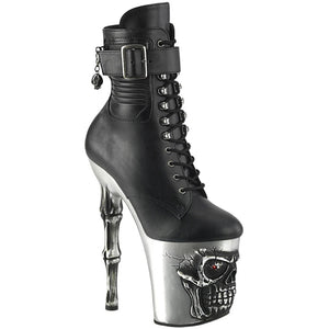 Ignite Your Fetish with DemoniaCult Rapture 1020STR-LT Silver Sole Boots at Fetshop