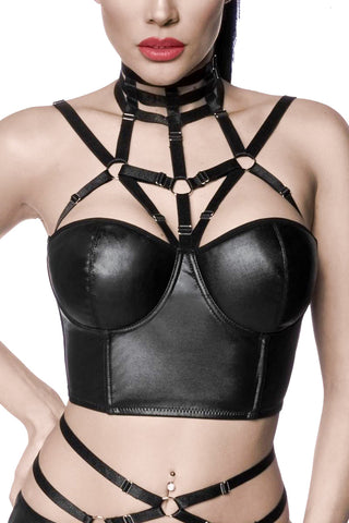Saresia Wetlook Harness Top | Angel Clothing