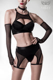 Grey Velvet Erotic Lingerie Set | Angel Clothing