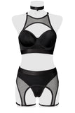 Grey Velvet Erotic Lingerie Set | Angel Clothing
