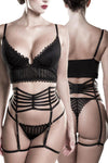 Grey Velvet 3 Piece Suspender Set