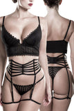 Grey Velvet 3 Piece Suspender Set