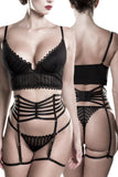 Grey Velvet 3 Piece Suspender Set | Angel Clothing