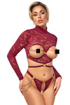Abierta Fina Red Lace Set | Angel Clothing
