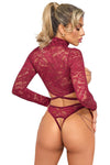 Abierta Fina Red Lace Set | Angel Clothing