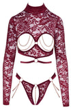Abierta Fina Red Lace Set | Angel Clothing