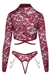 Abierta Fina Red Lace Set | Angel Clothing