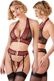 Abierta Fina Suspender Set with Rhinestones (L, XL) | Angel Clothing