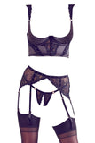 Abierta Fina Rhinestone Suspender Set | Angel Clothing