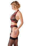 Abierta Fina Suspender Set with Rhinestones (L, XL) | Angel Clothing