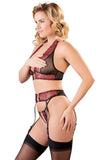 Abierta Fina Suspender Set with Rhinestones (L, XL) | Angel Clothing