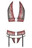 Abierta Fina Suspender Set with Rhinestones (L, XL) | Angel Clothing