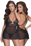 Cottelli Lingerie Black Babydoll Set | Angel Clothing