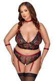 Cottelli Bondage Plus Size Red Black Set (XL, 2XL) | Angel Clothing