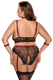 Cottelli Bondage Plus Size Red Black Set (XL, 2XL) | Angel Clothing