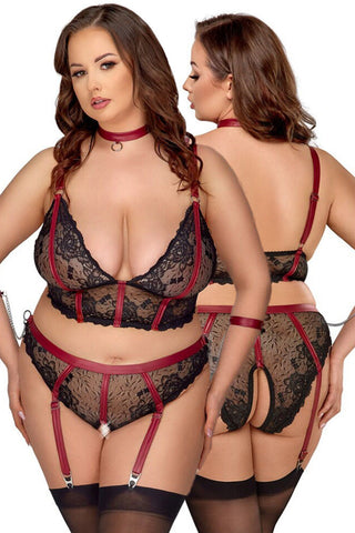 Cottelli Bondage Plus Size Red Black Set (XL)