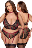 Cottelli Bondage Plus Size Red Black Set (XL, 2XL) | Angel Clothing