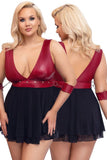 Cottelli Bondage Plus Size Red Black Babydoll | Angel Clothing