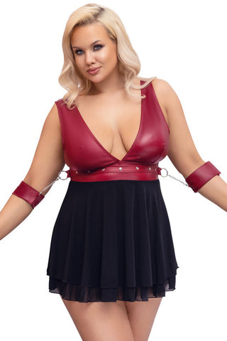 Cottelli Bondage Plus Size Red Black Babydoll | Angel Clothing