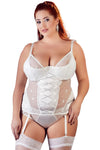 Cottelli Curves White Cami Suspender Basque (L, XL, 2XL) | Angel Clothing