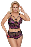 Cottelli Curves Plus Size Black Pink Lingerie Set | Angel Clothing