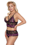 Cottelli Curves Plus Size Black Pink Lingerie Set (3XL/4XL) | Angel Clothing
