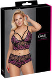 Cottelli Curves Plus Size Black Pink Lingerie Set (3XL/4XL) | Angel Clothing