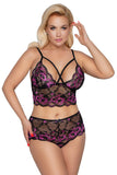 Cottelli Curves Plus Size Black Pink Lingerie Set (3XL/4XL) | Angel Clothing
