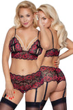 Cottelli Curves Red Black Set | Angel Clothing