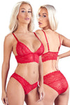 Cottelli Lingerie Red Bra and Briefs (XL)