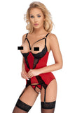 Cottelli Lingerie Red Cami Suspender | Angel Clothing