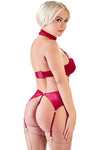 Cottelli Lingerie Red Velvet Suspender Set (M) | Angel Clothing