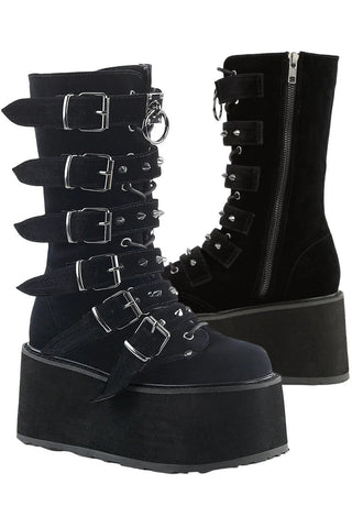 DemoniaCult DAMNED 225 Boots Black Velvet | Angel Clothing