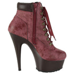 Pleaser DELIGHT 600TL 02 Boots Burgundy (UK5) | Angel Clothing