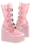 DemoniaCult SWING 230C Pink Transparent Boots | Angel Clothing