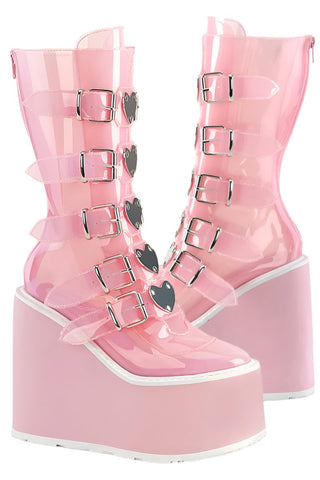DemoniaCult SWING 230C Pink Transparent Boots | Angel Clothing
