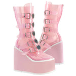 DemoniaCult SWING 230C Pink Transparent Boots | Angel Clothing