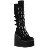 DemoniaCult SWING 815 Black Velvet Boots | Angel Clothing