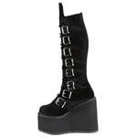 DemoniaCult SWING 815 Black Velvet Boots | Angel Clothing