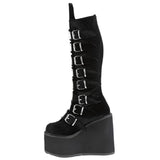 DemoniaCult SWING 815 Black Velvet Boots | Angel Clothing