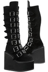 DemoniaCult SWING 815 Black Velvet Boots | Angel Clothing