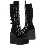 DemoniaCult SWING 815 Black Velvet Boots | Angel Clothing
