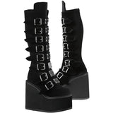 DemoniaCult SWING 815 Black Velvet Boots | Angel Clothing