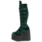 DemoniaCult SWING 815 Emerald Velvet Boots | Angel Clothing