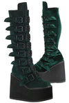 DemoniaCult SWING 815 Emerald Velvet Boots | Angel Clothing