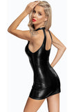 Noir Handmade Snake Wetlook Mini Dress (M, L, 2XL) | Angel Clothing