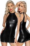Noir Handmade Snake Wetlook Mini Dress (M, L, 2XL) | Angel Clothing