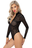 Noir Handmade Leopard Flock Bodysuit | Angel Clothing