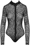 Noir Handmade Leopard Flock Bodysuit | Angel Clothing