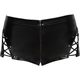 Noir Handmade Powerwetlook Laced Shorts | Angel Clothing